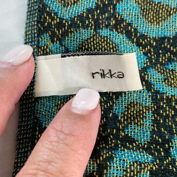 Rikka Womens Blue Animal Print Fringed Scarf One Size Boho Mobwife Whimsigoth - Picture 3 of 6